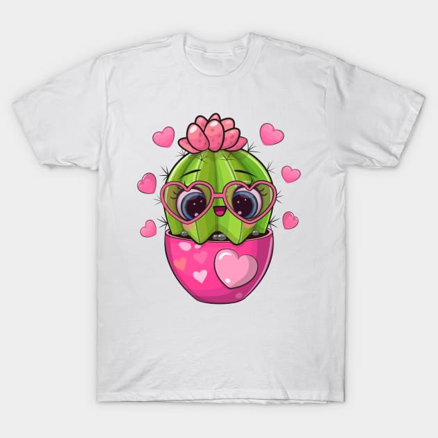 Cute Cartoon Cacti T-Shirt by Reginast777